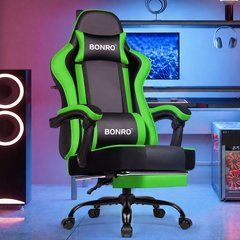 Офисное кресло Bonro B-059 с подставкой для ног, зелёное 7001317 фото