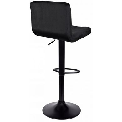 Барний стілець зі спинкою Bonro B-0106 велюр чорний з чорною основою 7000422 фото