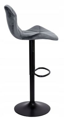 Барний стілець зі спинкою Bonro B-087 велюр сіре з чорною основою 7000423 фото