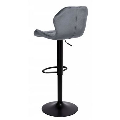 Барный стул со спинкой Bonro B-087 велюр серый с черным основанием 7000423 фото