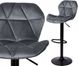 Барный стул со спинкой Bonro B-087 велюр серый с черным основанием 7000423 фото 2