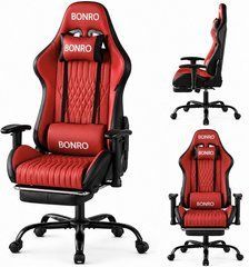 Геймерское кресло Bonro 1002G-1 с подставкой для ног, красное 7001208 фото
