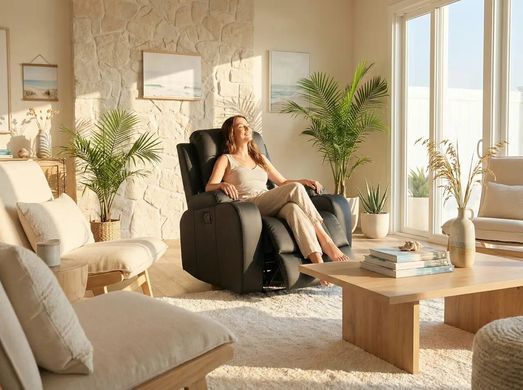 Кресло-реклайнер Prime Seat Black с массажем, раскладное, с подножкой, до 125 кг 22900086 фото