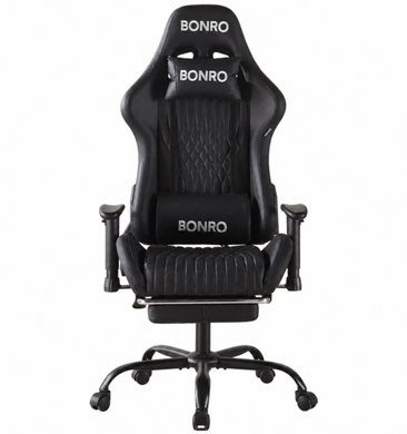 Геймерское кресло Bonro 1002G-1 с подставкой для ног, черное 7001209 фото