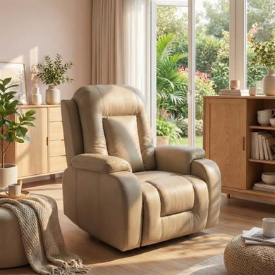 Кресло-реклайнер Prime Seat Beige с массажем, раскладное, с подножкой, до 125 кг 22900087 фото
