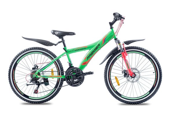 Велосипед сталь Premier Explorer24 Disc 13 зелений неон з червоним 1080102 фото