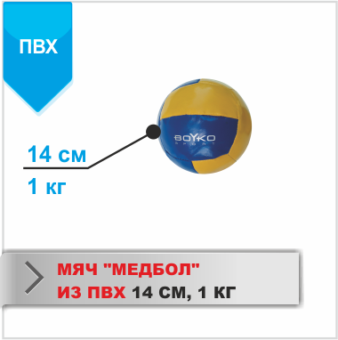 Мяч Медбол 14 см (1 кг) 1640254 фото