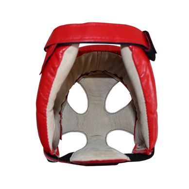 Шлем боксерский 2 (М) закрыт красный, кожа 1640354 фото
