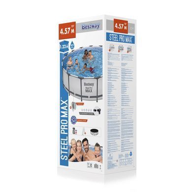 56438 Каркасный бассейн Bestway 457х122 см с картриджным фильтром и стремянкой и тентом. 20501209 фото