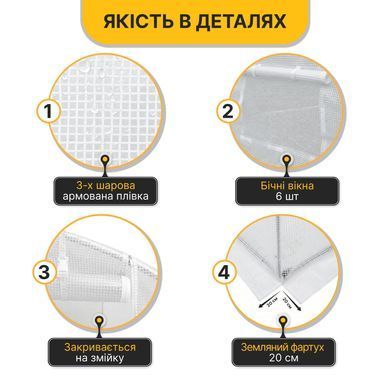 Усиленная садовая теплица LEOBRO Garden 10 м&sup2; White (LB-10M25W) 22500197 фото