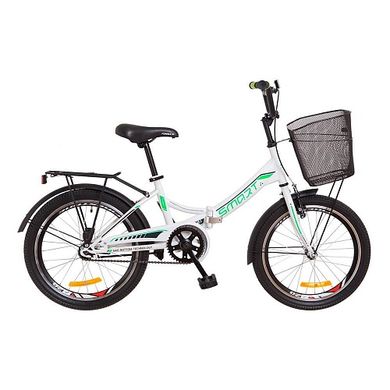 Велосипед 20 Formula SMART 14G рама-13 St бело-зелен. с багажником зад St, с крылом St, с корзиной St 2018 1890311 фото