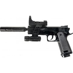 Игрушечный пистолет "Beretta 92 с глушителем и лазарным прицелом" Galaxy G053A Пластиковый 21301053 фото