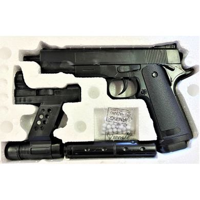 Іграшковий пістолет "Beretta 92 з глушником та лазарним прицілом" Galaxy G053A Пластиковий 21301053 фото