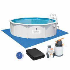 56384 Стальной бассейн Bestway, 460 х 122 см (песочный фильтронасос 5300 л/ч, тент, защитный коврик, лестница, скиммер, дозатор) 20501968 фото