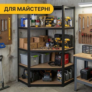 Стеллаж угловой LEOBRO Premium Black 180 &times; 90 &times; 40 см, 175 кг/полка, 5 полок (LB-R124) 22500199 фото