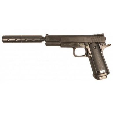 Детский пистолет "Colt 1911 с глушителем" Galaxy G053B Пластиковый 21301054 фото