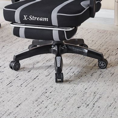 Кресло геймерское тканевое Bonro B-141, серое, с выдвижной подставкой для ног 7001120 фото