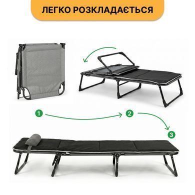 Раскладная кровать с Mesh-матрасом и подушкой LEOBRO в тёмную полоску (LB-FB-A2-STR) 22500049 фото