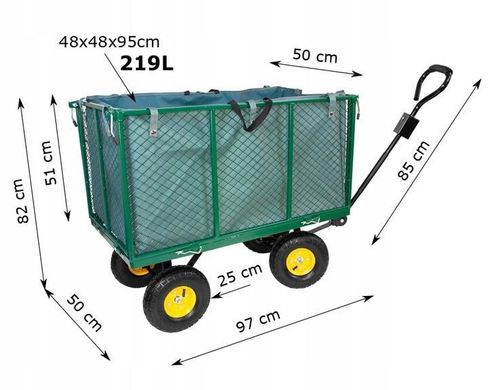 Садовий візок Carruzzo 219 л (зелений) 20200506 фото