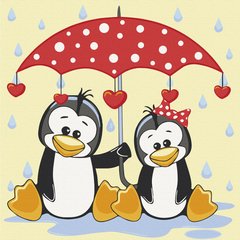 Картина за номерами. Art Craft Пінгвіни під парасолькою 30х30 см 15543-AC 21302607 фото