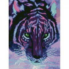 Алмазна мозаїка "Фіолетовий тигр" Strateg HX132 30х40 см 21304627 фото