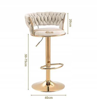 Барные стулья Just Sit IMPERIA, бежевые, 2 шт., гламурный бархат, золотая основа 20200901 фото
