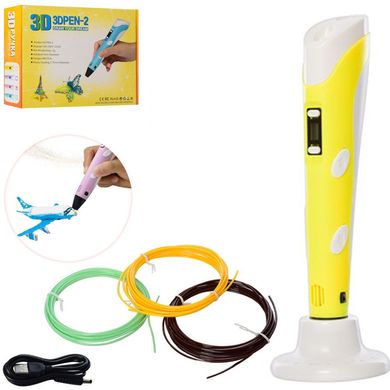 3D ручка 168-Y 19 см, тип филамента (пластик), 4 цвета - PLA, USB шнур (Желтый) 21307021 фото