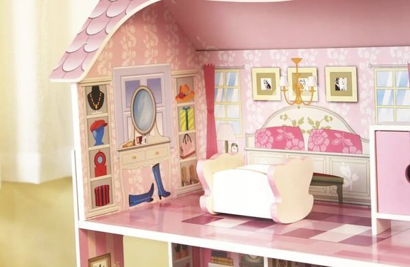 Дерев&rsquo;яний ляльковий будиночок PinkPalace з меблями та терасою 22900095 фото