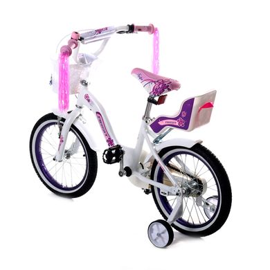 Велосипед двухколесный 16д 1701-16 белый,алюминиевый с корзинкой и сиденьем для куклы 20500013 фото