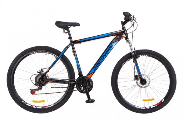 Велосипед 29 Discovery TREK AM 14G DD рама-21 St черно-оранжевый с синим 2018 1890420 фото