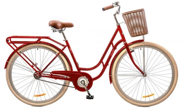 Велосипед 28 Dorozhnik RETRO 14G рама-19 St червоний з багажником зад St, з крилом St, з кошиком Pl 2017 1890097 фото