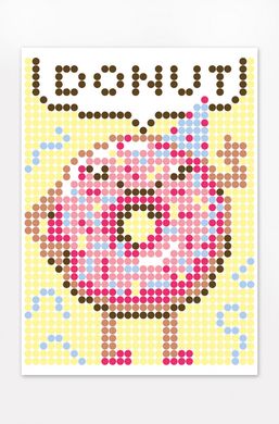 Картина за номерами стікерами в тубусі "Пончик", 1200 стікерів 1869, 33х48 см 21302360 фото