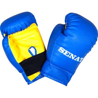 Перчатки боксерские 4 унции, кожзаменитель, сине-желтые 1970085 фото