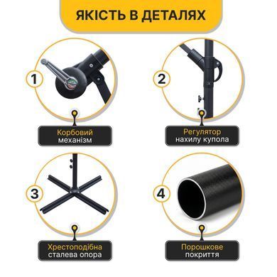 Складной садовый зонт с боковым удлинителем LEOBRO Серый (LB-1079) 22500104 фото