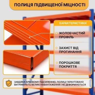 Металлический стеллаж LEOBRO Premium Pro 200 х 200 х 50 см, 300 кг/полка, 5 полок (LB-R133) 22500156 фото