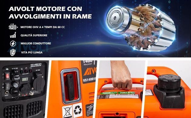 Генератор инверторный Aivolt 1400Вт очень тихий 60dB 22900041 фото
