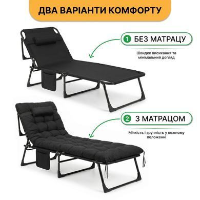 Раскладная кровать (раскладушка) с матрасом и подушкой LEOBRO Чёрный (LB-FB-A1-BLK) 22500007 фото
