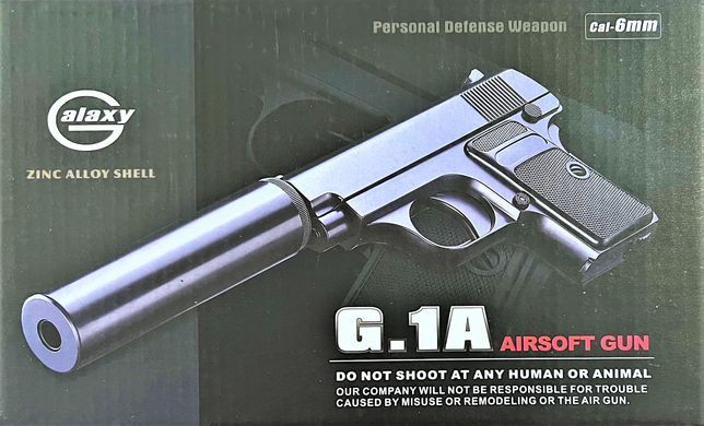 Страйкбольный пистолет G1A Colt 25 с глушителем, металл, черный 20502078 фото