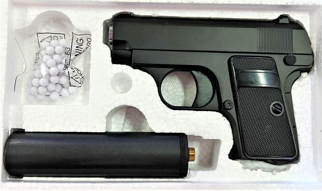 Страйкбольный пистолет G1A Colt 25 с глушителем, металл, черный 20502078 фото