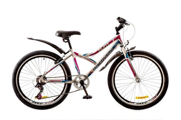 Велосипед 24 Discovery FLINT 14G Vbr рама-14 St біло-синьо-рожевий (м) з крилом Pl 2017 1890002 фото