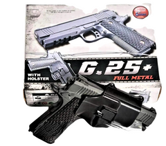 G25+ Страйкбольний пістолет Galaxy Colt 1911 Rail метал чорний з кобурою 20500961 фото