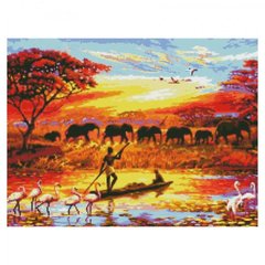 Алмазна мозаїка "Життя Африки" Strateg HA0002 50х60 см 21304635 фото