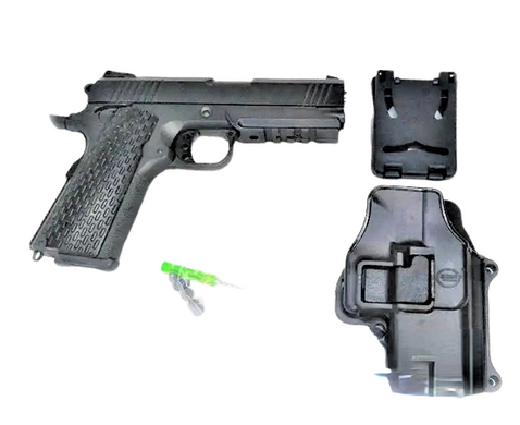 G25+ Страйкбольний пістолет Galaxy Colt 1911 Rail метал чорний з кобурою 20500961 фото