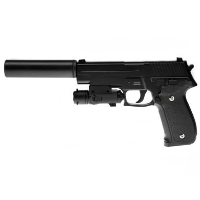 G26A Страйкбольний пістолет Galaxy Sig Sauer спринг метал чорний з глушником 20500110 фото