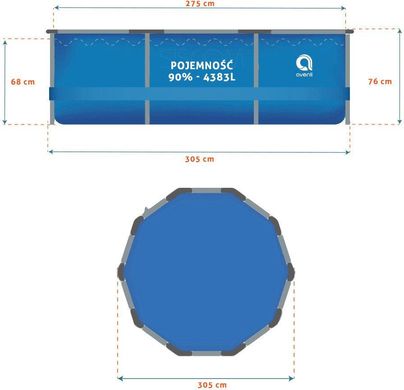 Каркасный бассейн с фильтром Avenli 305 х 76 см, набор 16 в 1 22600112 фото