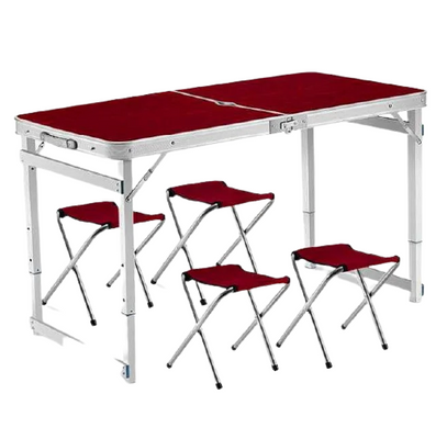 Усиленный стол для пикника раскладной с 4 стульями (Коричневый) 0112 20500060 фото