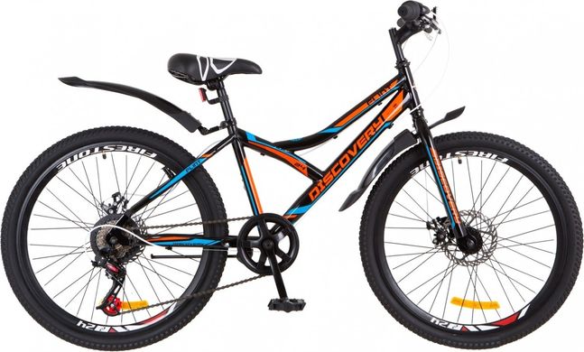 Велосипед 24 Discovery FLINT 14G DD рама-14 St черно-оранжево-синий с крылом Pl 2018 1890378 фото
