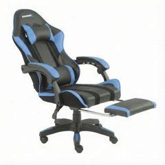 Геймерское кресло GamerX с подставкой для ног и подушками, до 120 кг, чёрно-синее 22900067 фото