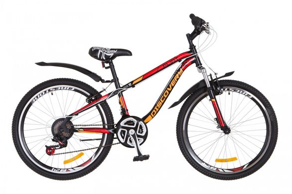 Велосипед 24 Discovery FLINT AM 14G Vbr рама-13 St черно-оранжево-красный (м) с крылом Pl 2018 1890393 фото