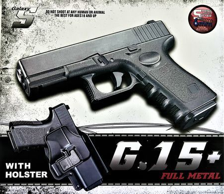 G15+Страйкбольный Пистолет Galaxy Glock 17 металл с кобурой черный 20500964 фото